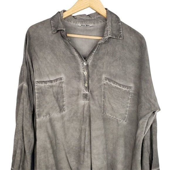 Meo Meli Oversized High-Low Top Dropped Shoulder Button Placket Made in Italy - Picture 2 of 6